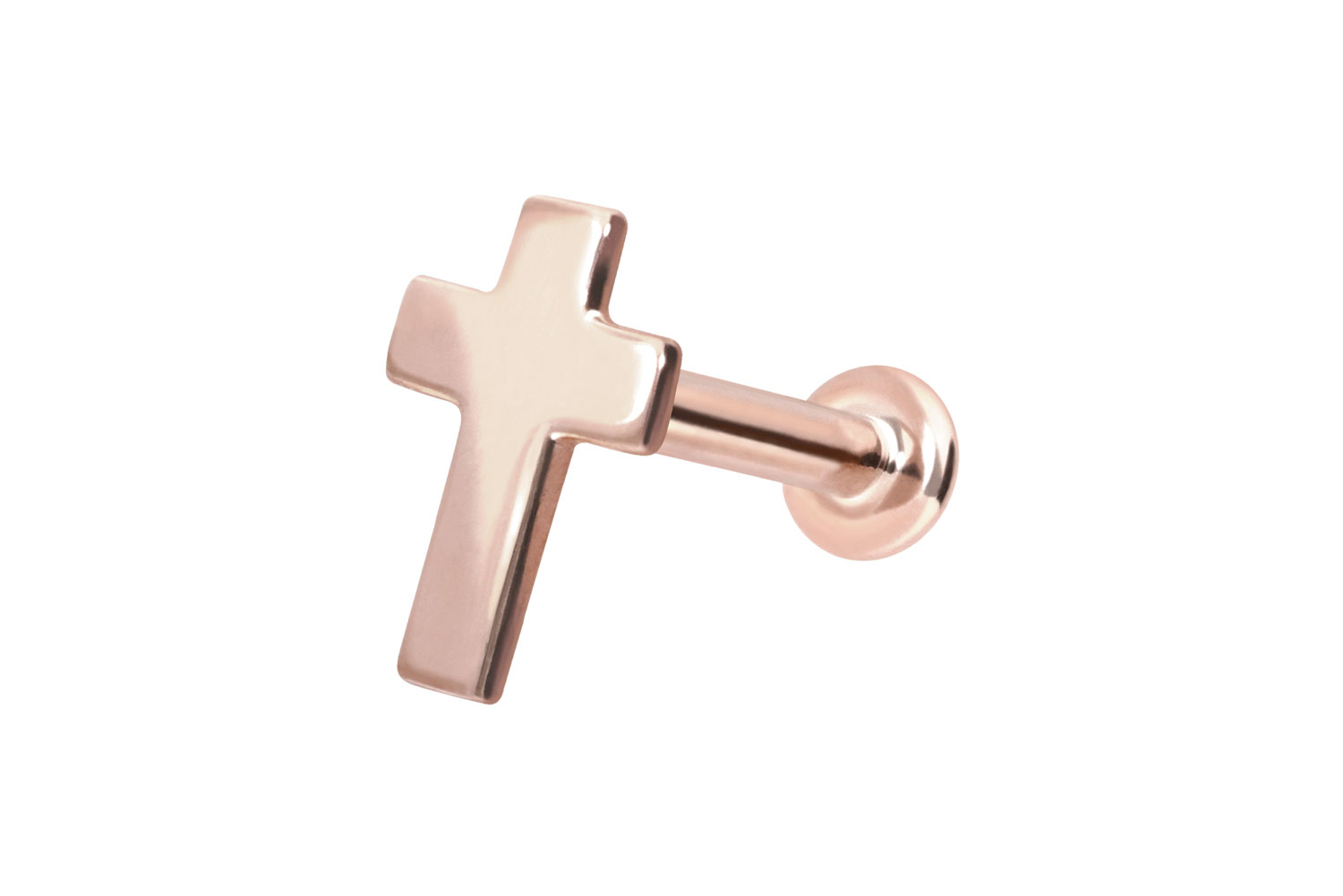14 Karat Gold Labret Piercing mit Push Fit KREUZ